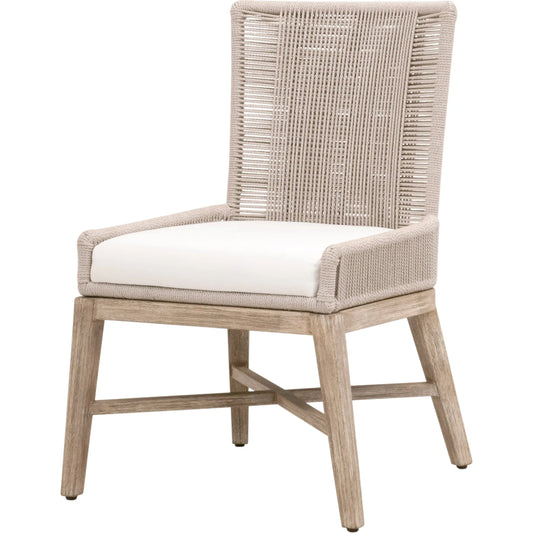 Overlay Dining Chair (Set of 2) by Essentials For Living in oyster twist rope, livesmart peyton, pearl, natural gray mahogany. Made from solid mahogany wood, aluminum in a transitional style.