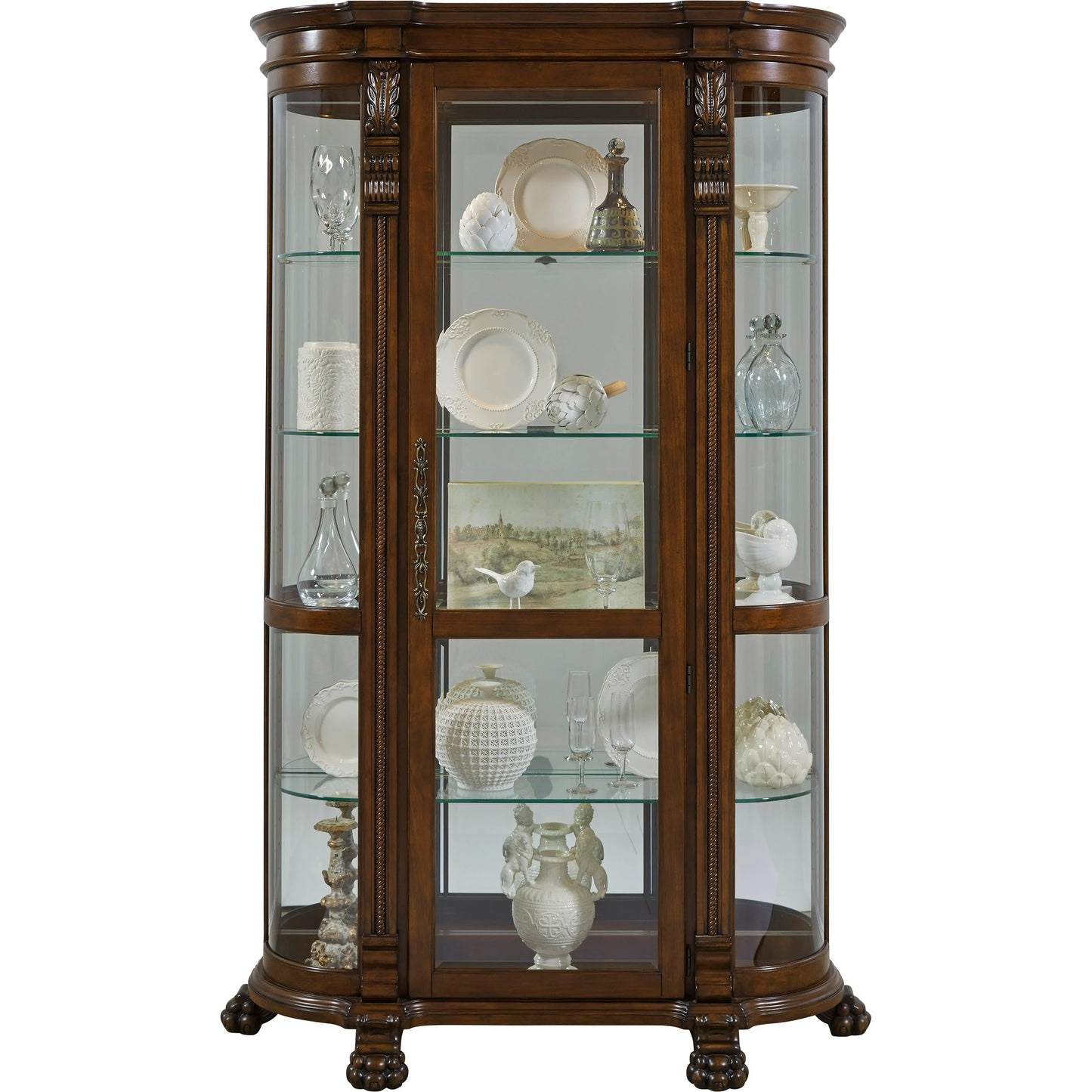 002 SI-2155517 | Additional Silo | Curved End Curio by Pulaski Furniture in warm maple brown. Made from select hardwood solids, veneers in a traditional style.