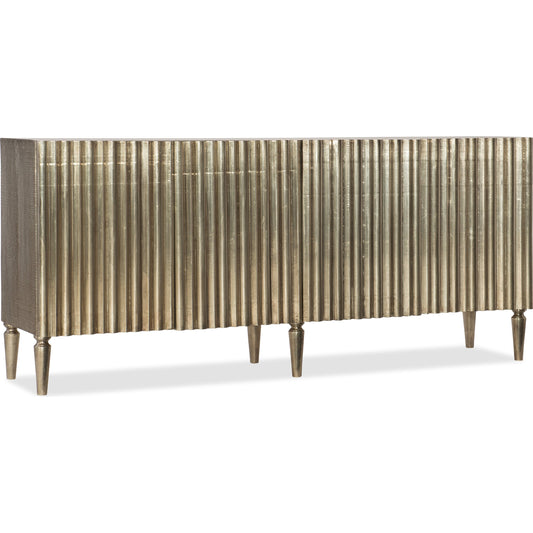 German Silver Console by Hooker Furniture in german silver. Made from mango solids, german silver foil in a modern style.