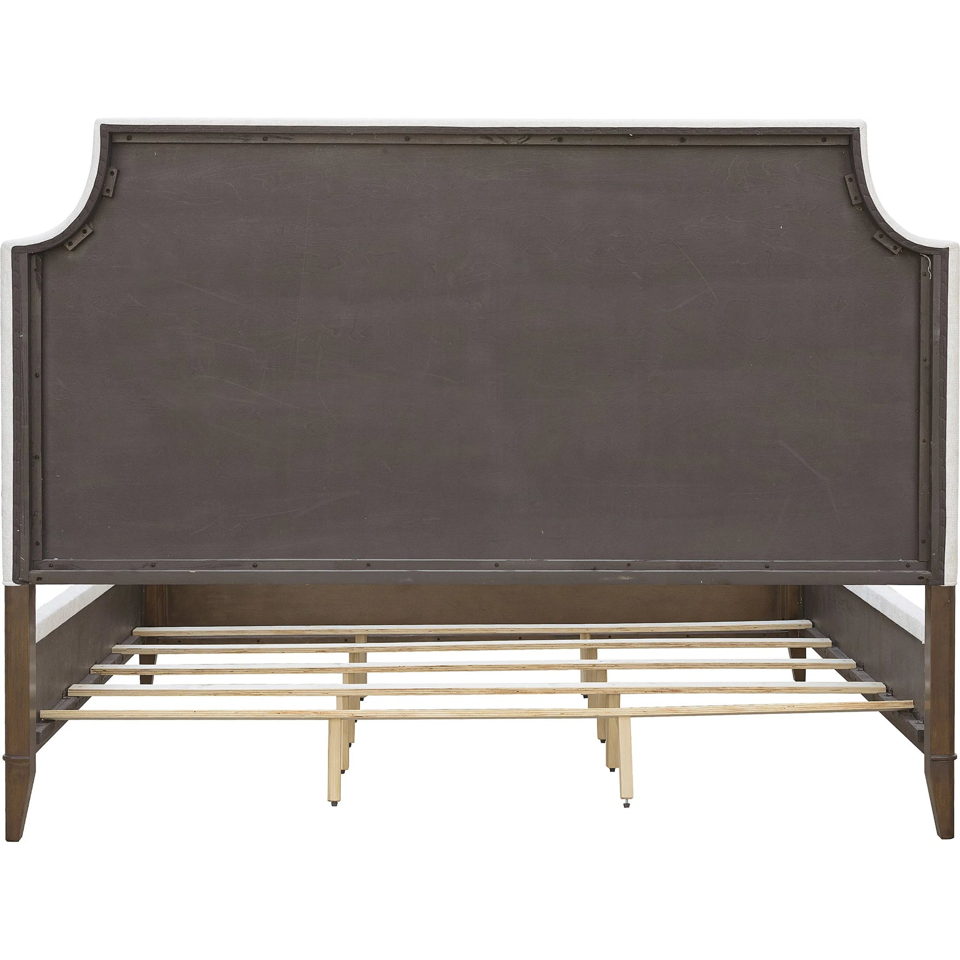 Asher Park Upholstered Bed by Pulaski Furniture in cloud, piano brown. Made from eucalyptus veneers in a modern style.