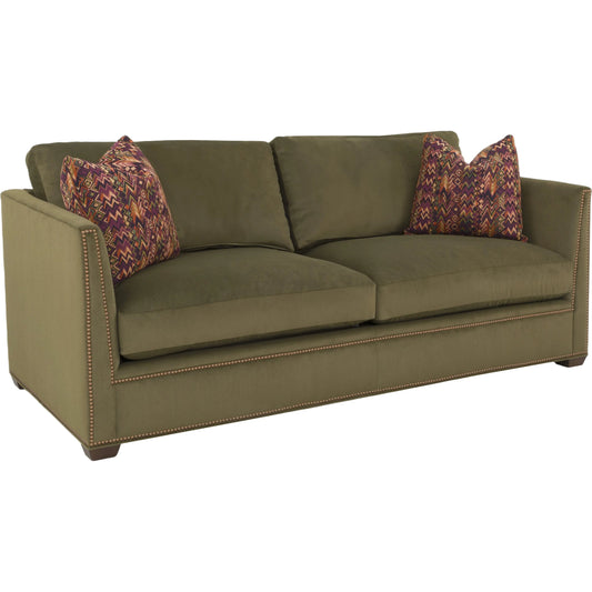 000 SI-2636144 | Primary Silo | Chesterfield Sofa w/2 Contrast Pillows by Fairfield Chair in green and olive. Made from beech solids in a unique style.