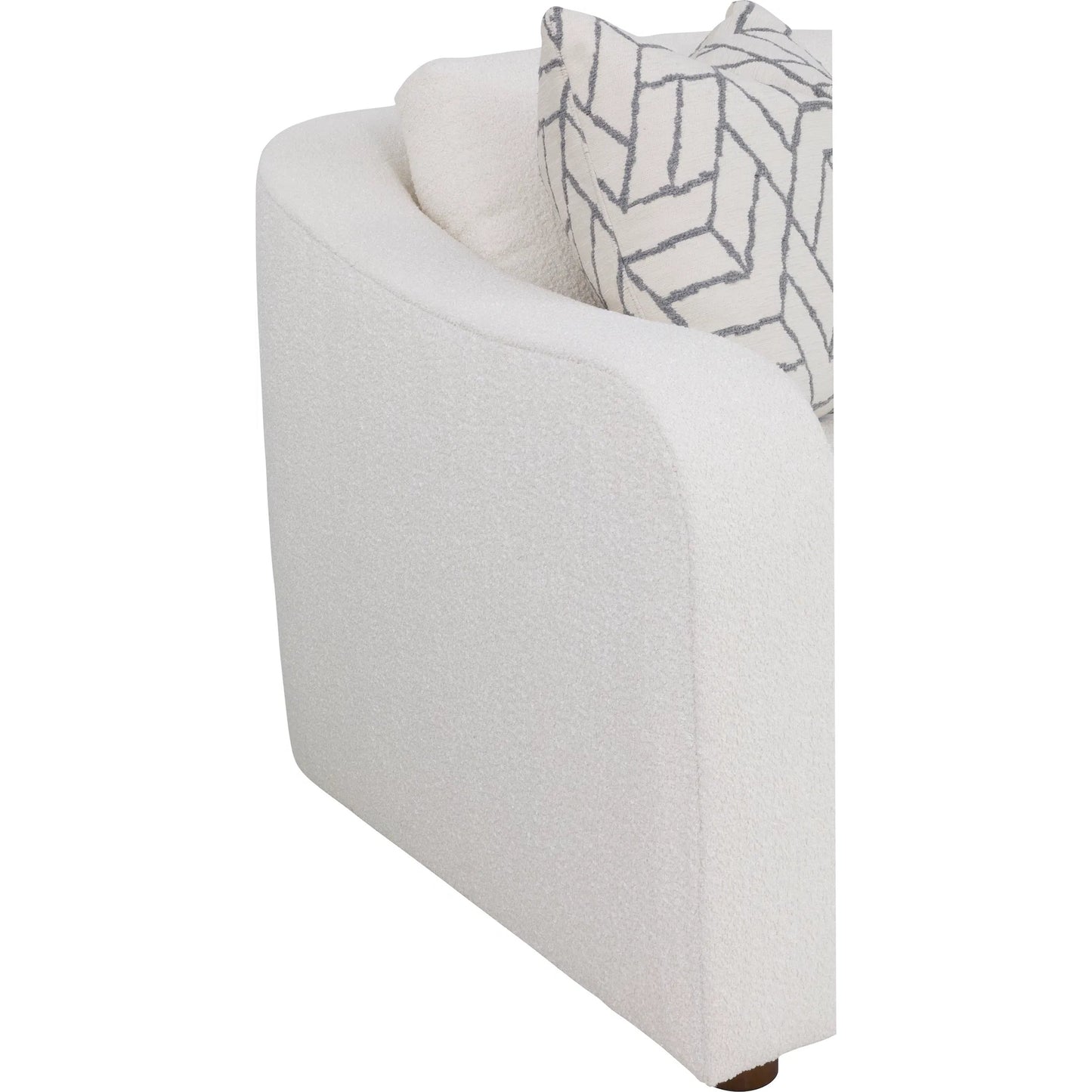 005 SI-2636180 | Closeup | Hollis Sofa by Fairfield Chair in cream and white. Made from beech solids in a unique style.