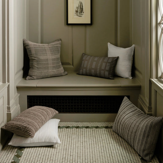 PJS0013 Pillow by Jean Stoffer x Loloi in ivory. Made from 100% cotton in a modern style.