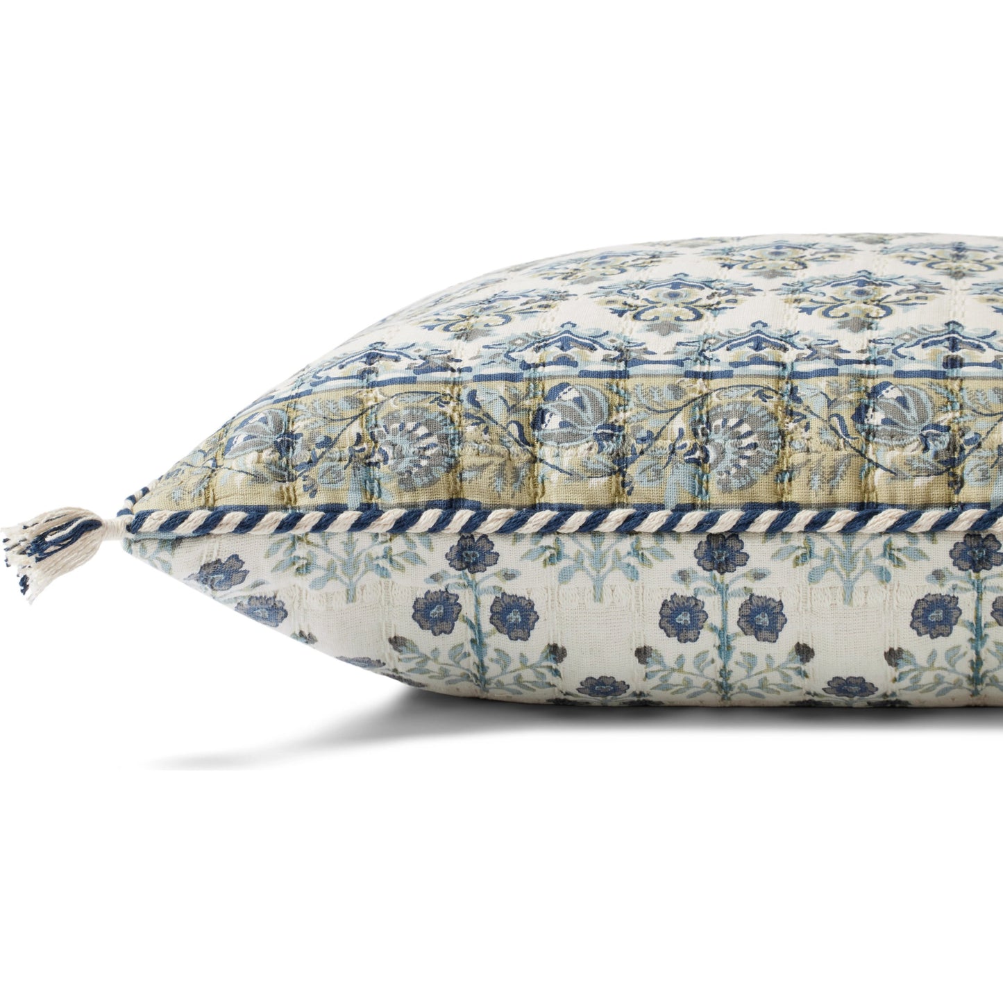 002 SI-2156853,SI-2156854 | Closeup | PLL0114 Pillow by Loloi in blue, multi. Made from 100% cotton in a modern style.