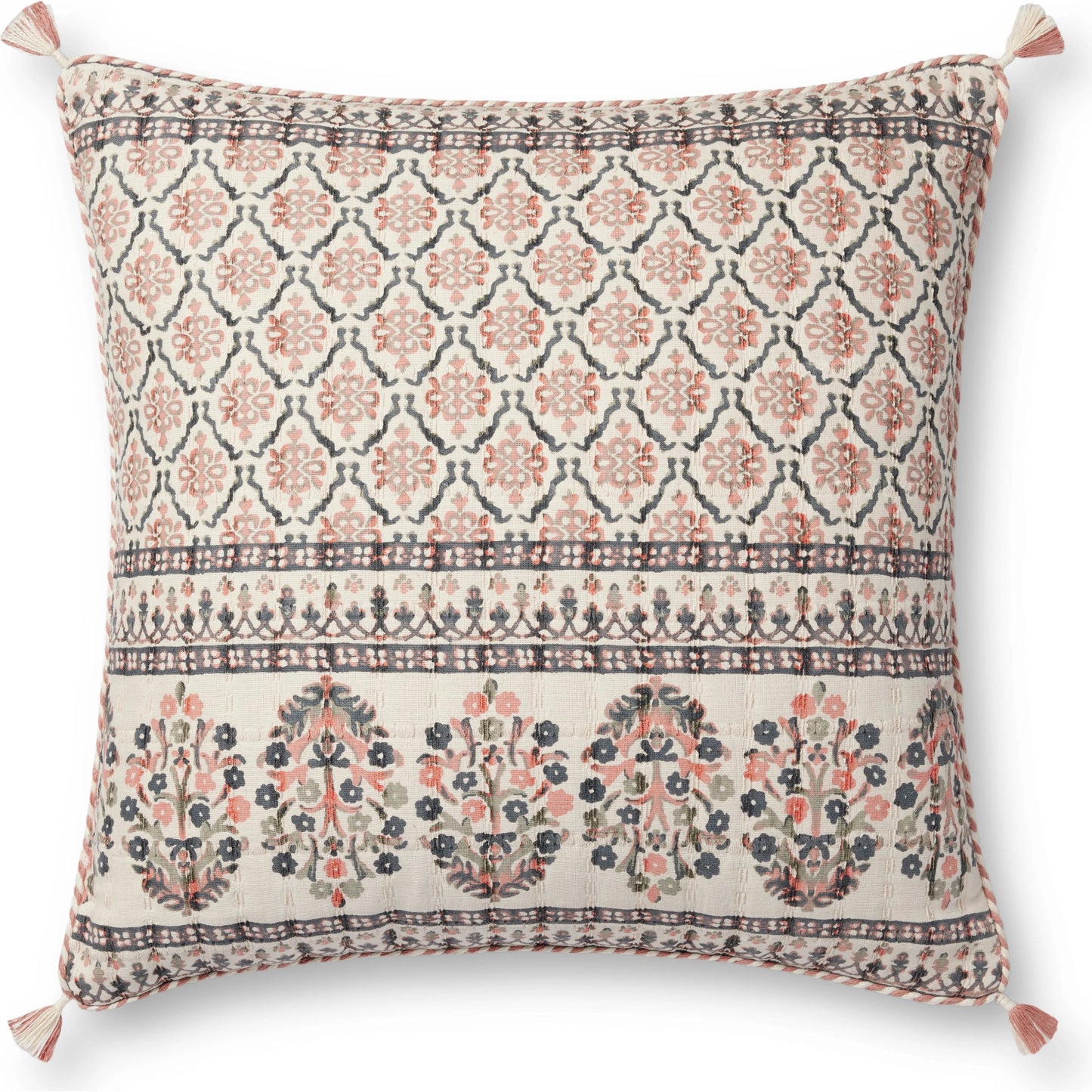 001 SI-2156855,SI-2156856 | Primary Silo | PLL0115 Pillow by Loloi in pink, multi. Made from 100% cotton in a modern style.