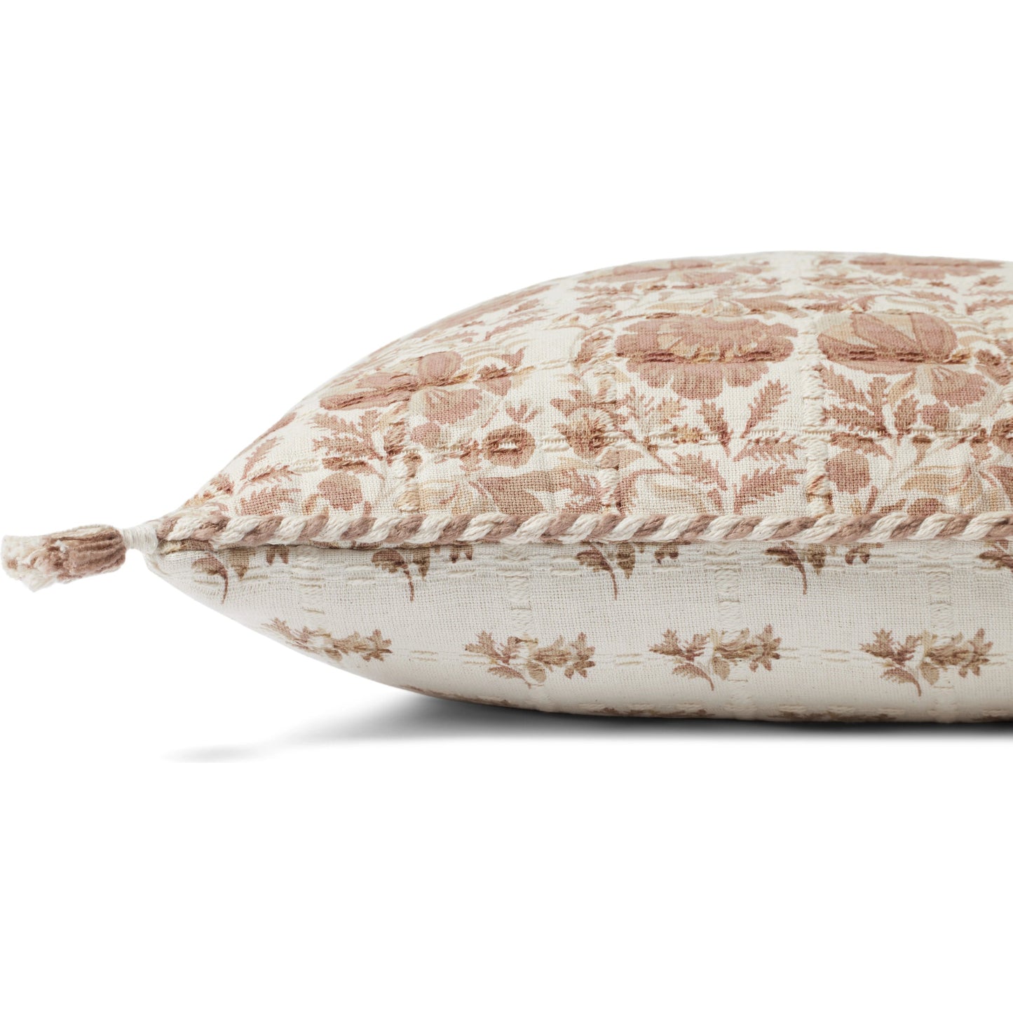 002 SI-2156859,SI-2156860 | Closeup | PLL0117 Pillow by Loloi in blush, ivory. Made from 100% cotton in a modern style.