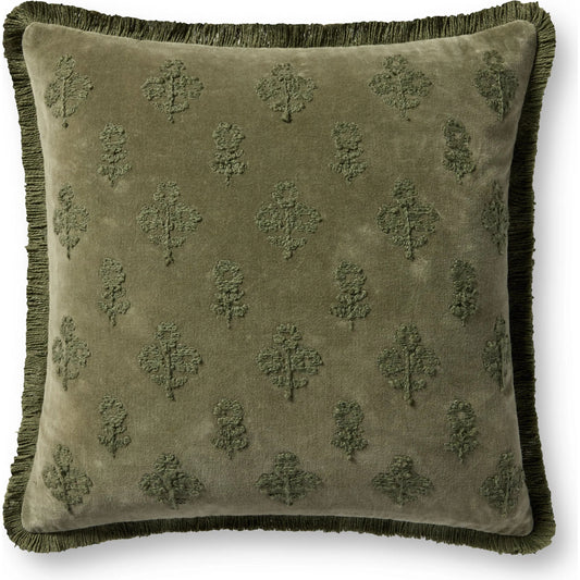 PCJ0025 Pillow by Chris Loves Julia x Loloi in olive. Made from 100% cotton in a traditional style.