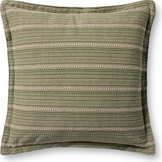 PCJ0023 Green Pillow by Chris Loves Julia x Loloi in green, natural. Made from 100% cotton in a modern style.