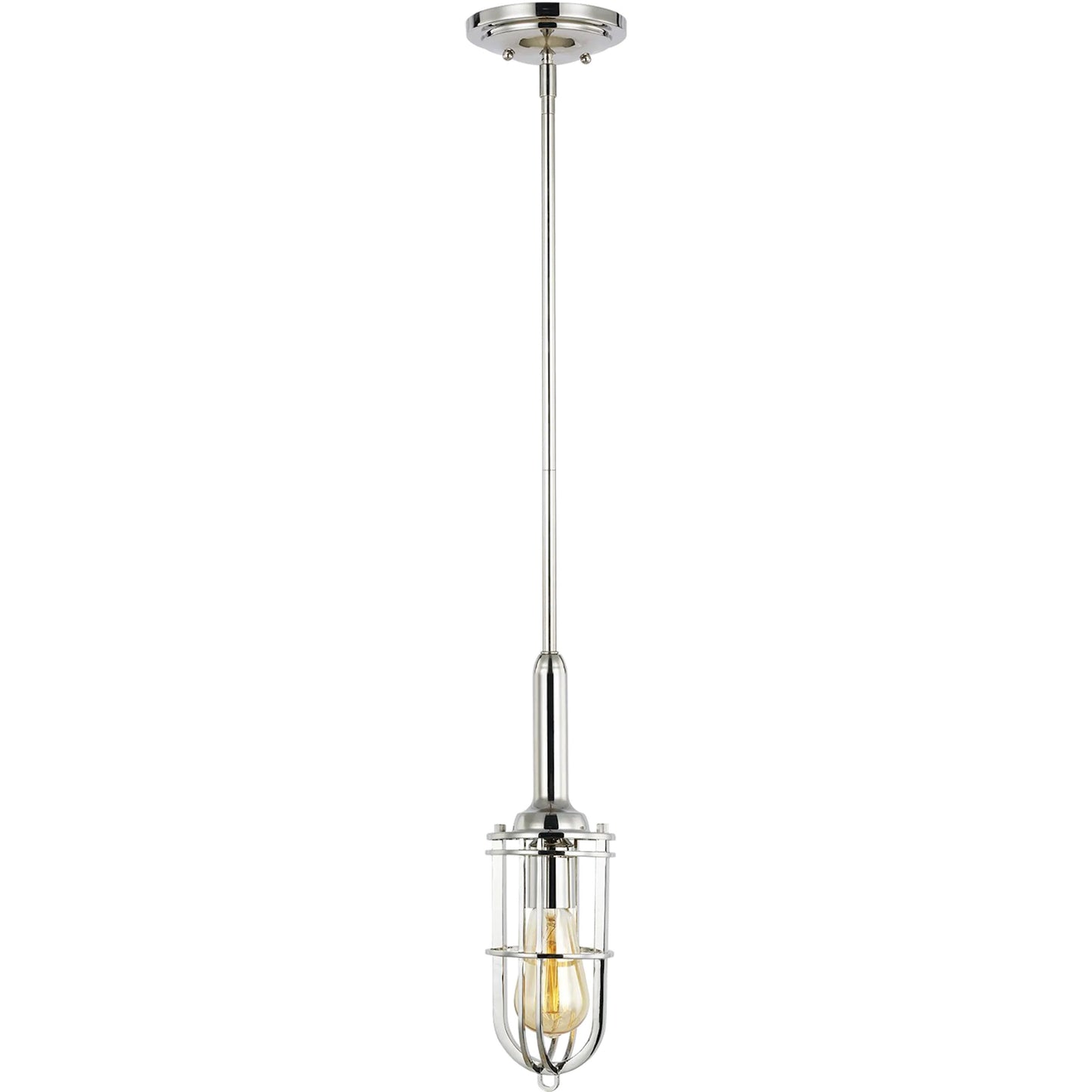 001 SR-735790 | Primary Silo | Urban Renewal Closed Cage Pendant by Generation Lighting in polished nickel. Made from steel in a modern style.