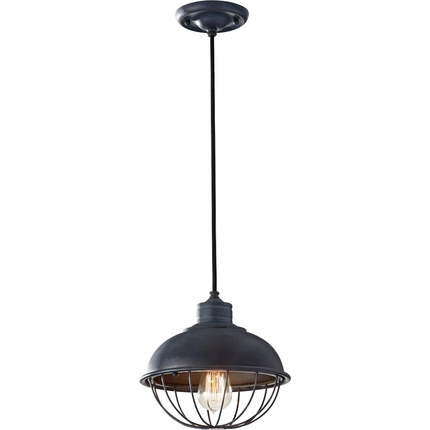001 S-285670 | Primary Silo | Urban Renewal Round Cage Pendant by Generation Lighting in antique forged iron. Made from steel in a modern style.