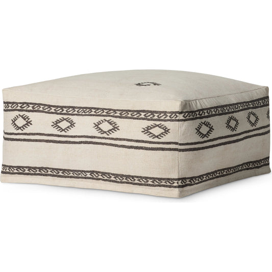 LPF0042 Pouf by Loloi in ivory, brown. Made from polyester, cotton in a rustic style.