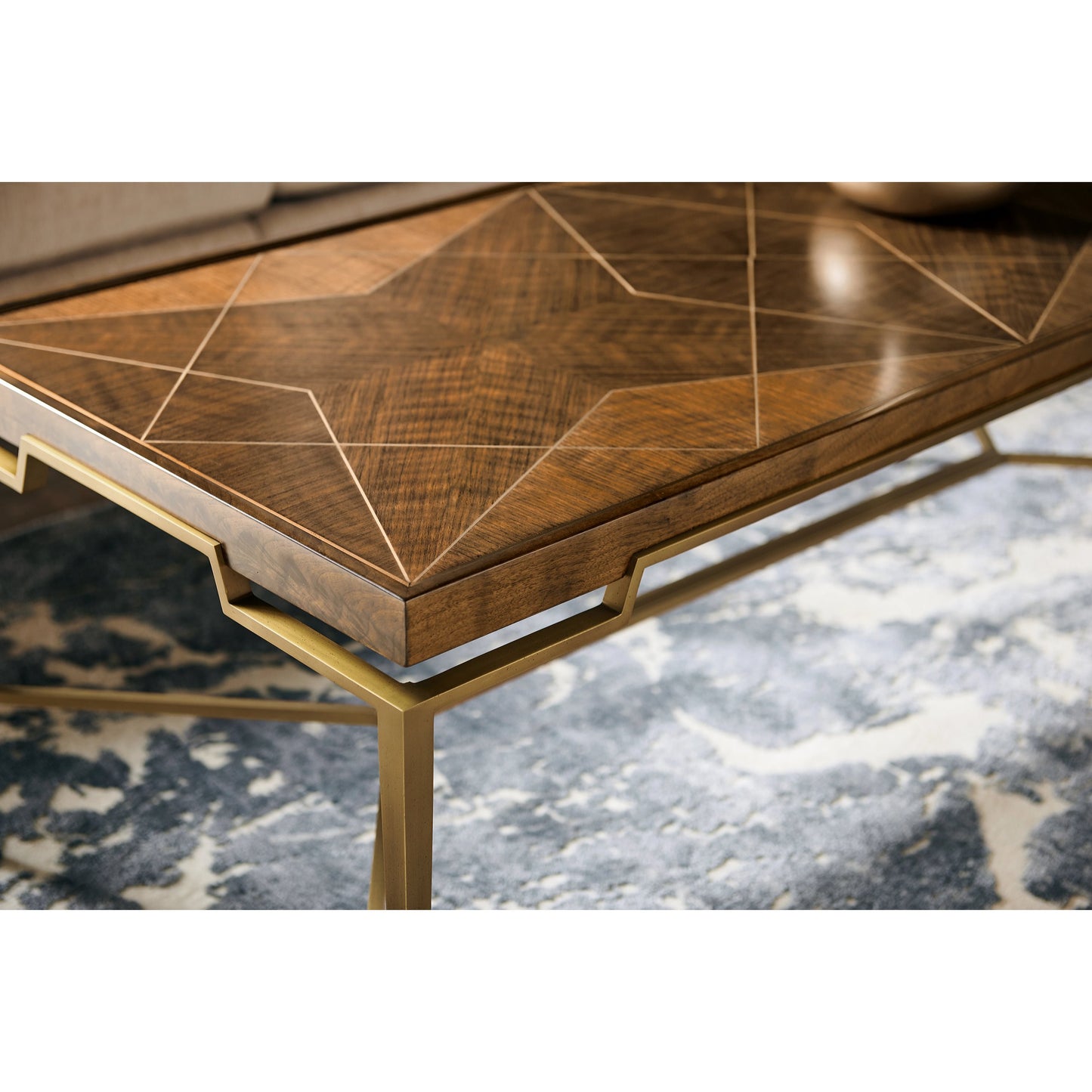 008 SI-1991102 | Lifestyle | Toulouse Cocktail Table by Jonathan Charles in walnut. Made from walnut quarter figured veneer in a modern style.