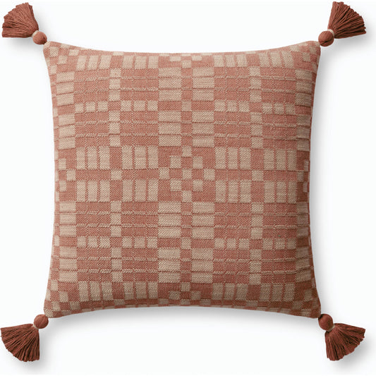 PCJ0017 Pillow by Chris Loves Julia x Loloi in clay. Made from polyester, cotton in a modern style.