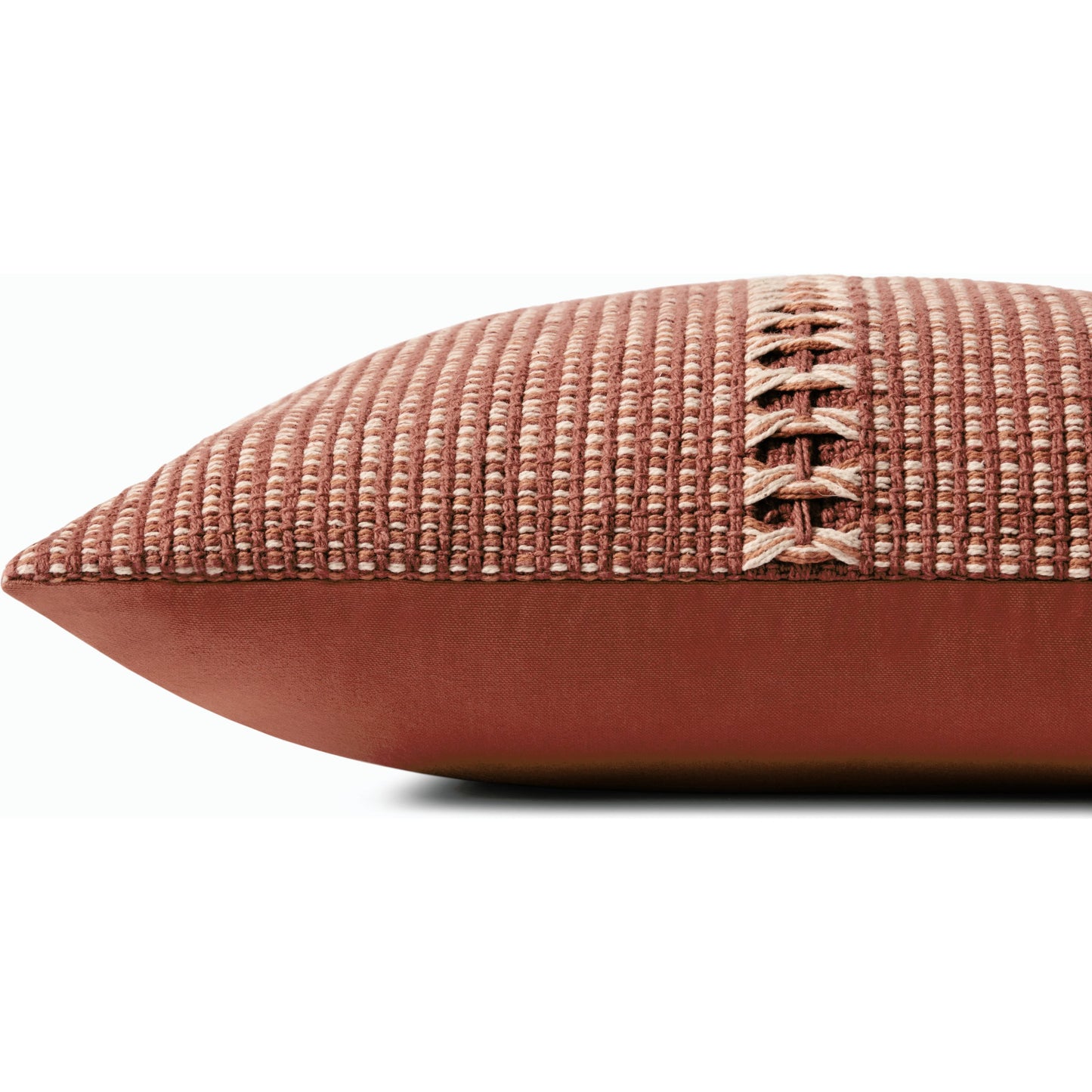 002 SI-2159826,SI-2159829 | Closeup | PCJ0018 18" x 18" Pillow by Chris Loves Julia x Loloi in rust, multi. Made from polyester, cotton in a modern style.