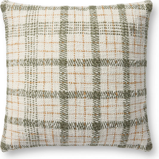 PCJ0027 Pillow by Chris Loves Julia x Loloi in green, ivory. Made from cotton, polyester in a traditional style.