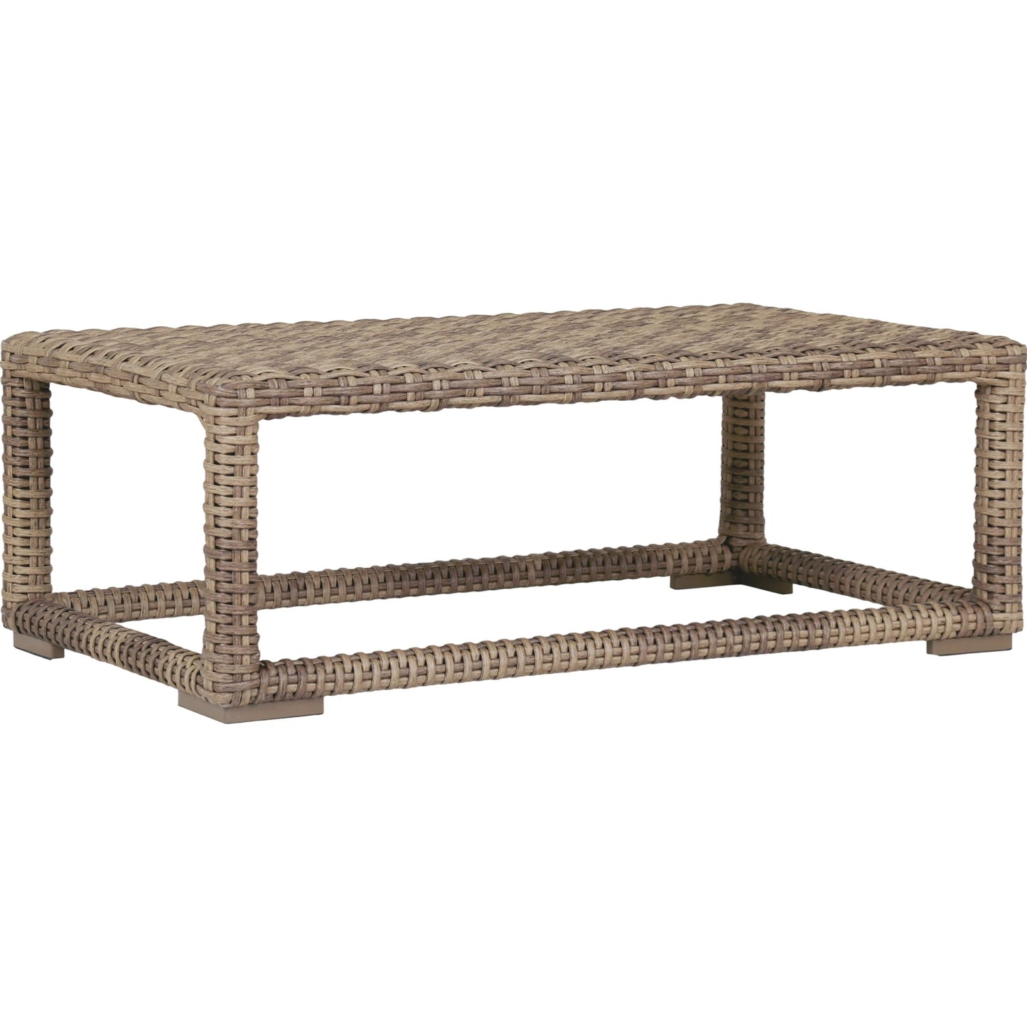 001 SI-2166758 | Primary Silo | Havana Outdoor Coffee Table by Sunset West in tobacco. Made from resin wicker in a modern style.