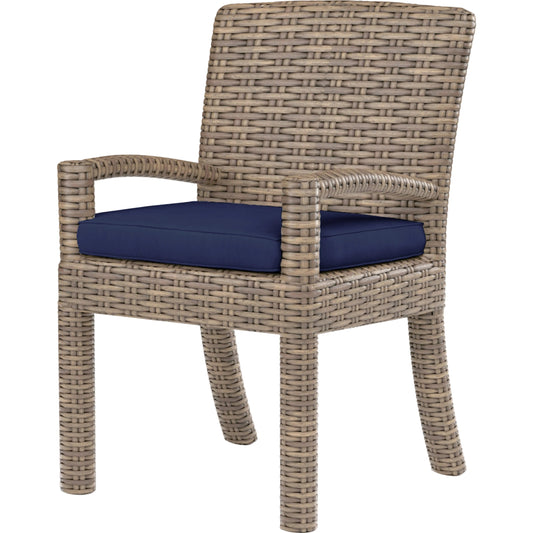 Havana Outdoor Dining Chair by Sunset West in tobacco. Made from resin wicker in a modern style.