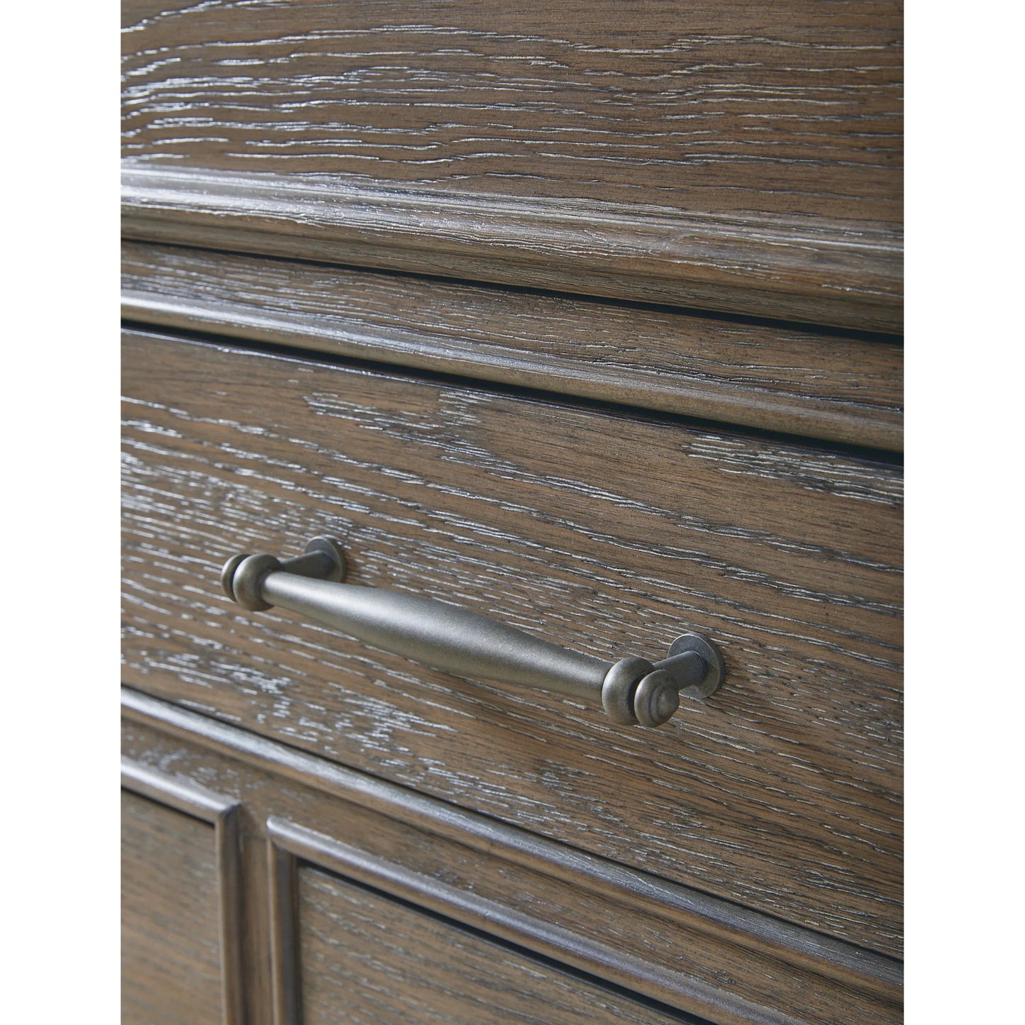 004 SI-2383583 | Closeup | Madison Ridge 14 Drawer Master Chest by Pulaski Furniture in natural bark. Made from flat-cut white oak wood veneers in a unique style.