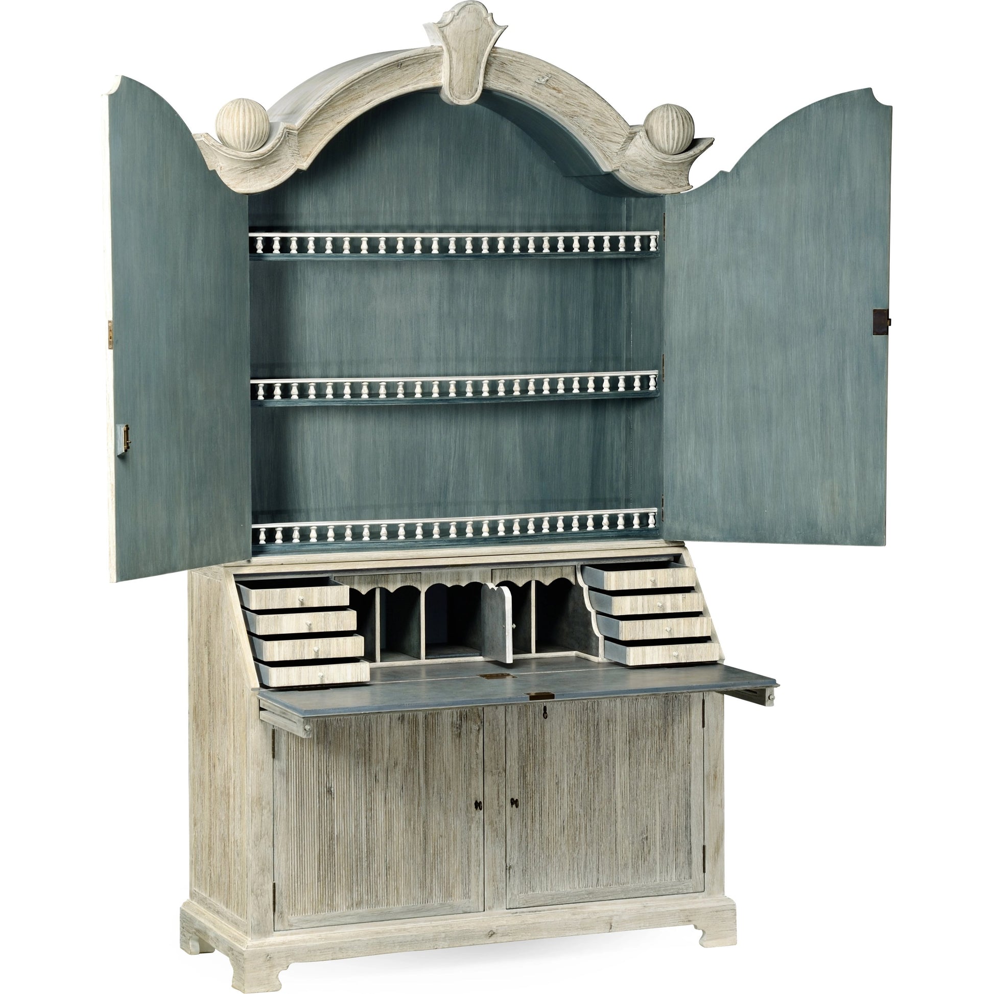 William Yeoward Alnwick Bureau by Jonathan Charles in white and washed acacia. Made from acacia in a cottage & farmhouse style.