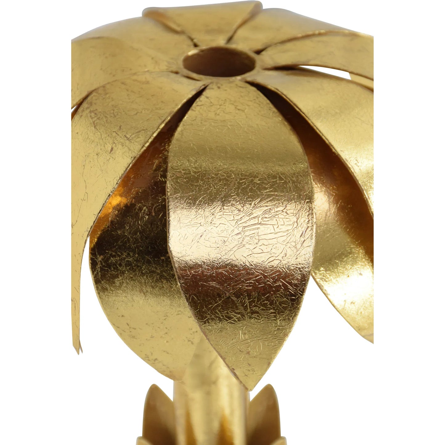 005 SI-2322980 | Closeup | Palmy Iron Palm Tree Candle Holder by Worlds Away in gold. Made from unique in a modern style.