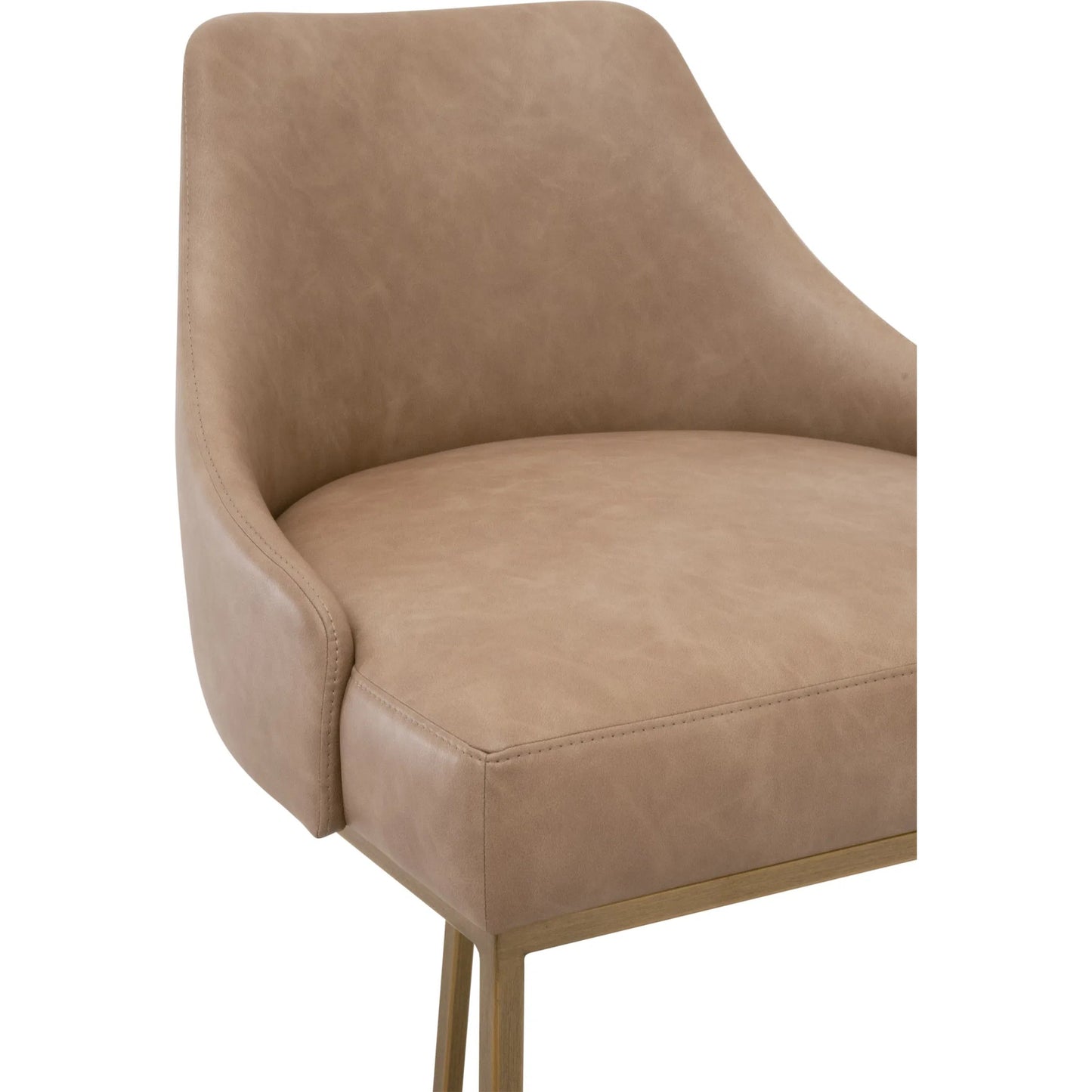 004 SI-2292644 | Closeup | Parissa Counter Stool (Set of 2) by Essentials For Living in ivanhoe toast, brushed gold. Made from steel, laminated veneer lumber, 84% polyester, 16% pu vegan leather, foam in a modern style.