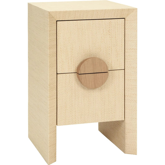 Parker Two Drawer Side Table by Worlds Away. Made from solid wood, mdf, grasscloth in a modern style.