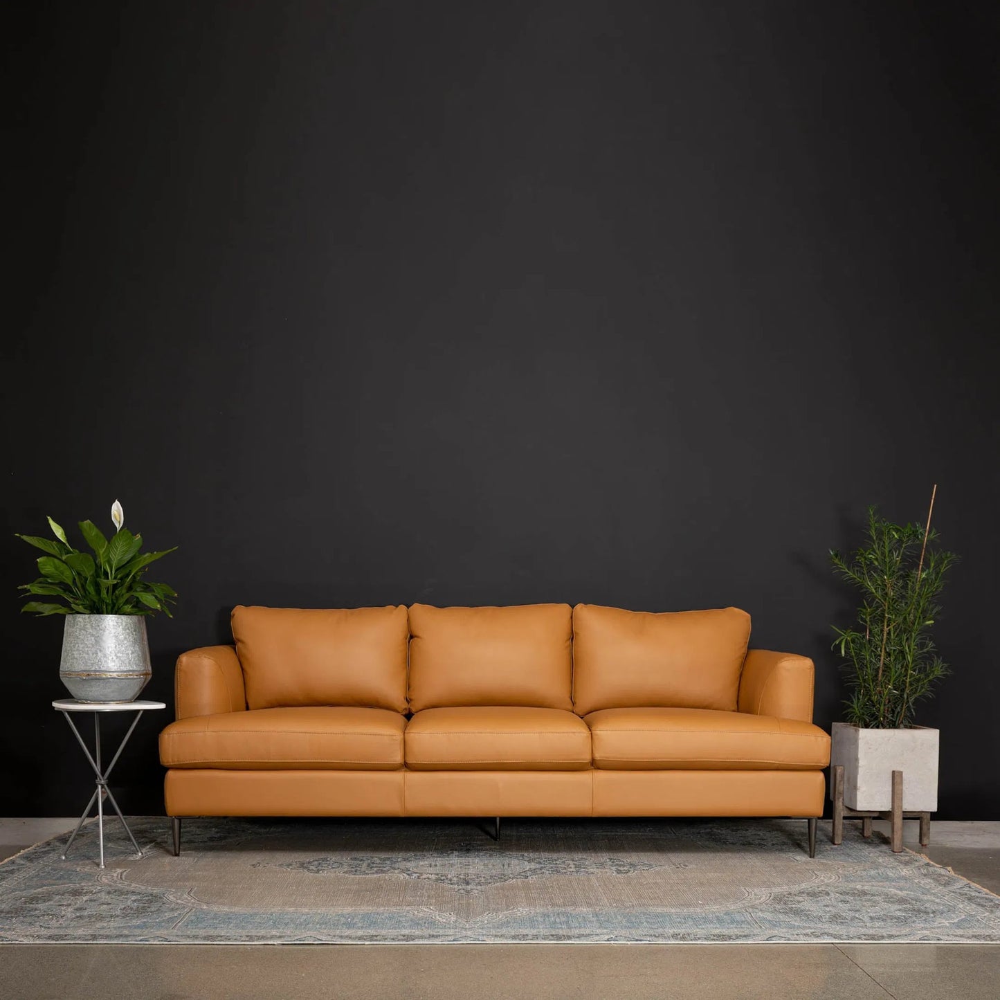 009 SI-2004376 | Lifestyle | Patio Square Standing Pot by LH Imports in natural stone and distressed brown. Made from acacia, ficonstone natural in a modern style.