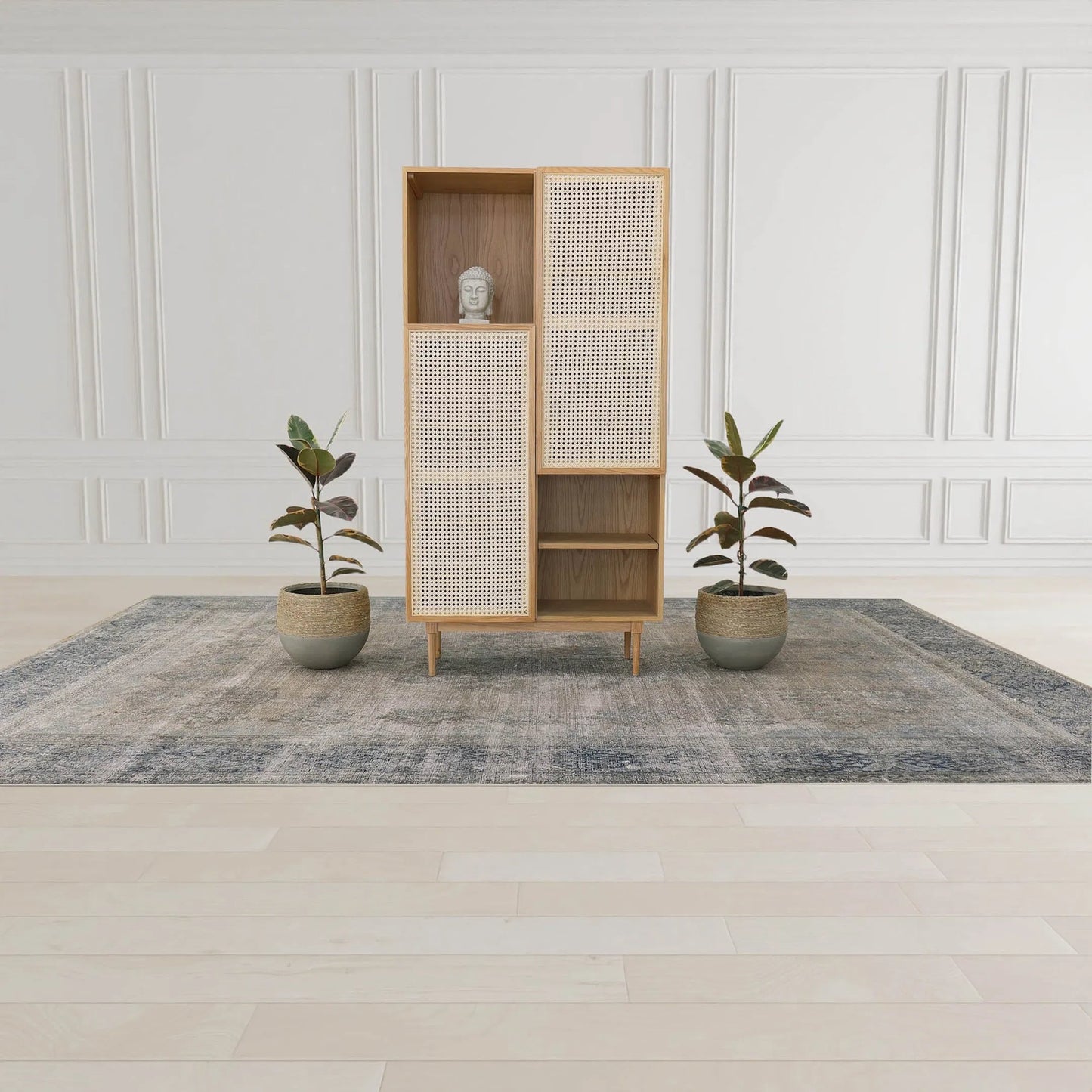019 SI-2004363 | Unknown | Patio Buddha Head by LH Imports in light grey. Made from ficonstone ash grey in a modern style.