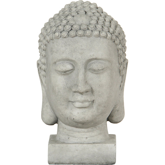 001 SI-2004363 | Primary Silo | Patio Buddha Head by LH Imports in light grey. Made from ficonstone ash grey in a modern style.