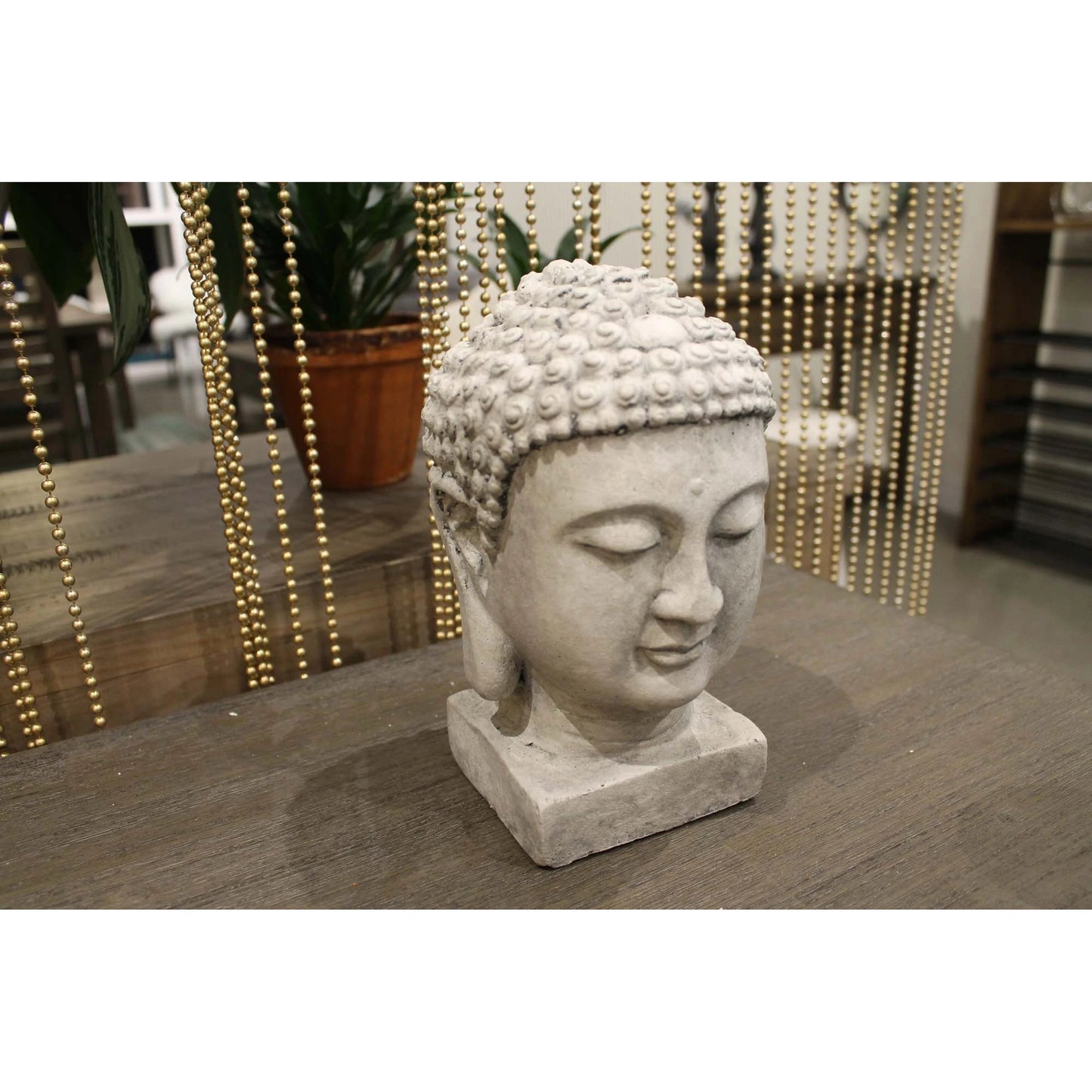 007 SI-2004363 | Additional Silo | Patio Buddha Head by LH Imports in light grey. Made from ficonstone ash grey in a modern style.