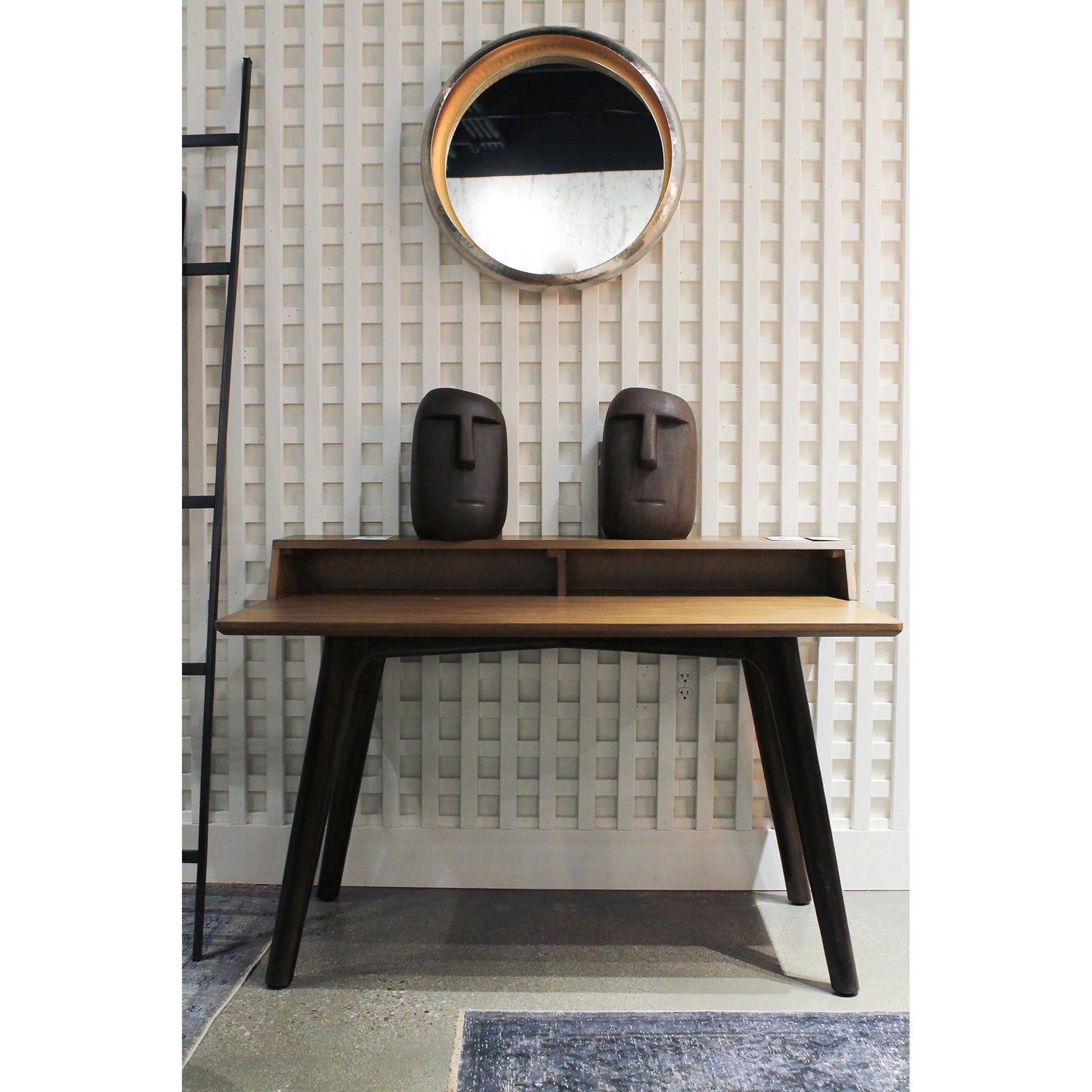 005 SI-2004364 | Lifestyle | Patio Moai Statue by LH Imports in dark brown. Made from ficonstone antique brown in a modern style.