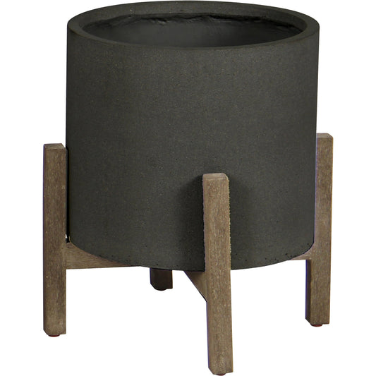 001 SI-2004372 | Primary Silo | Patio Round Small Standing Pot by LH Imports in distressed brown. Made from unique in a modern style.