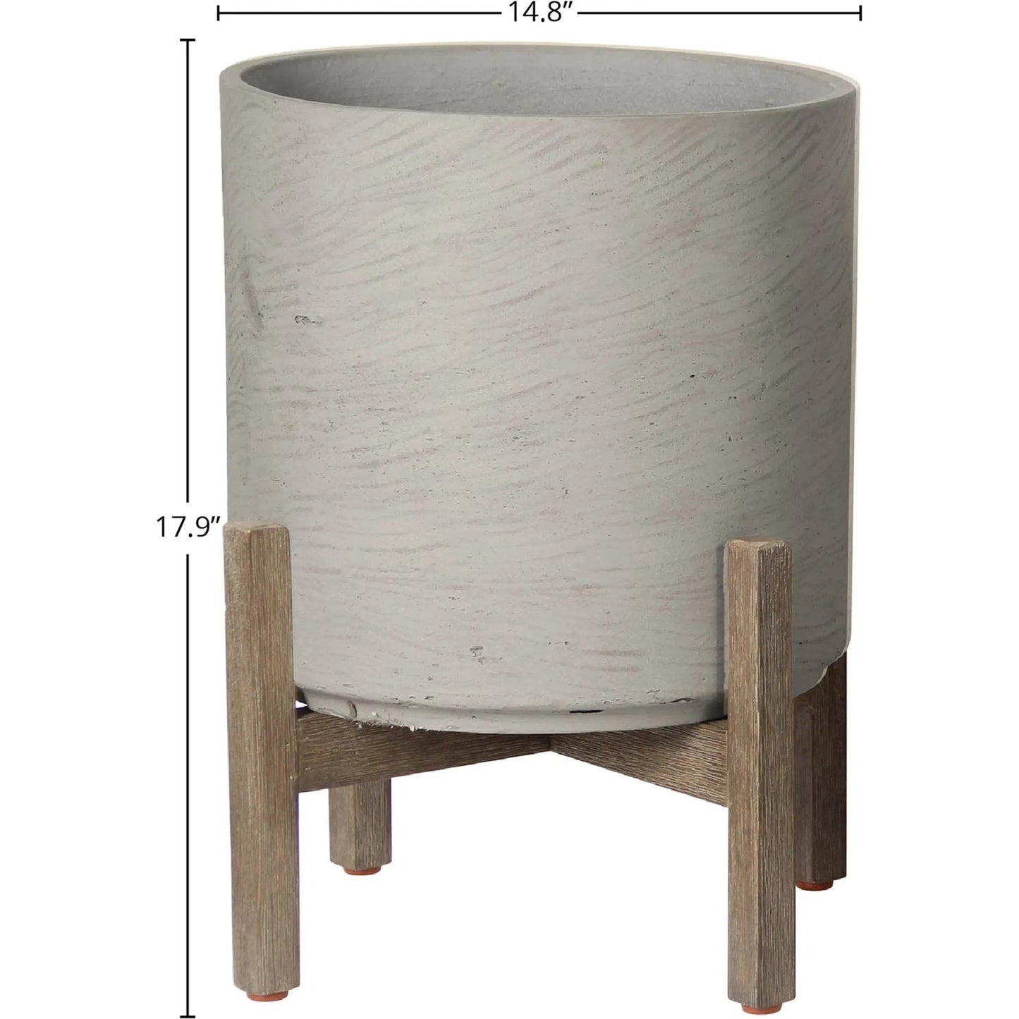003 SI-2004374 | Additional Silo | Patio Round Standing Pot, Cement Grey by LH Imports in cement grey and brown washed. Made from cement, solid acacia in a modern style.