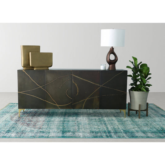 Patio Tapered Standing Pot by LH Imports in cement grey and brown washed. Made from cement, solid acacia in a modern style.