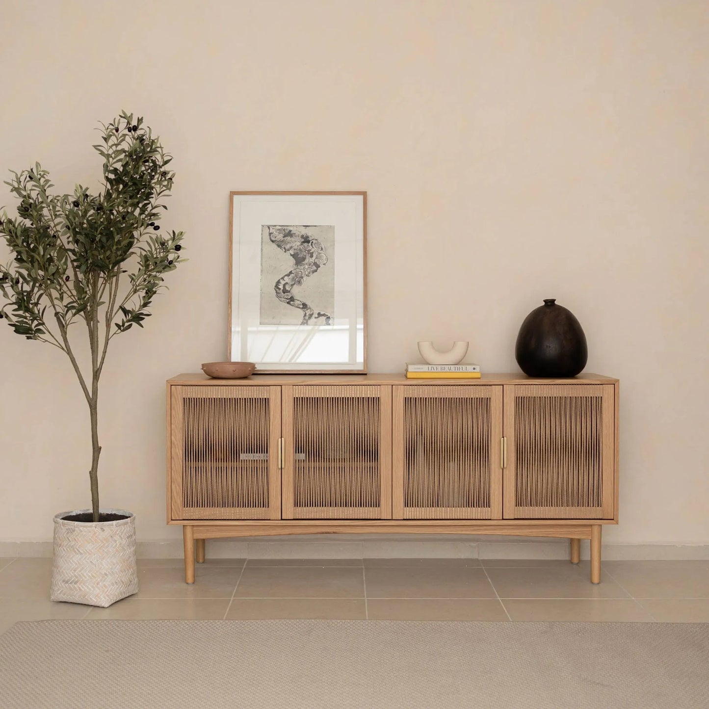 006 SI-2325187 | Lifestyle | Bamboo Indoor Square Basket Pot by LH Imports. Made from bamboo, concrete in a unique style.