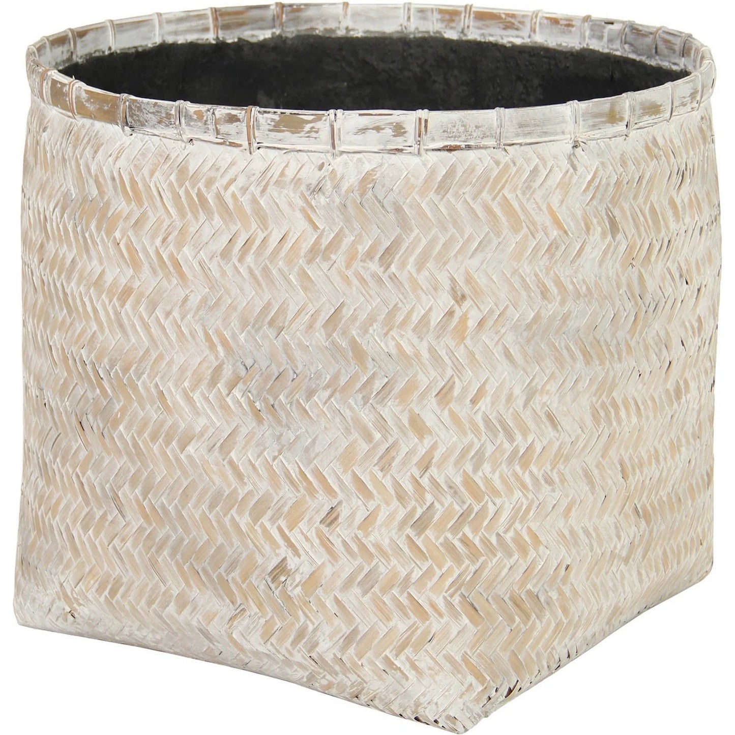 002 SI-2325187 | Primary Silo | Bamboo Indoor Square Basket Pot by LH Imports. Made from bamboo, concrete in a unique style.