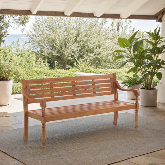 Waushara Bench by HedgeApple Essentials in natural. Made from acacia, iron in a transitional style.