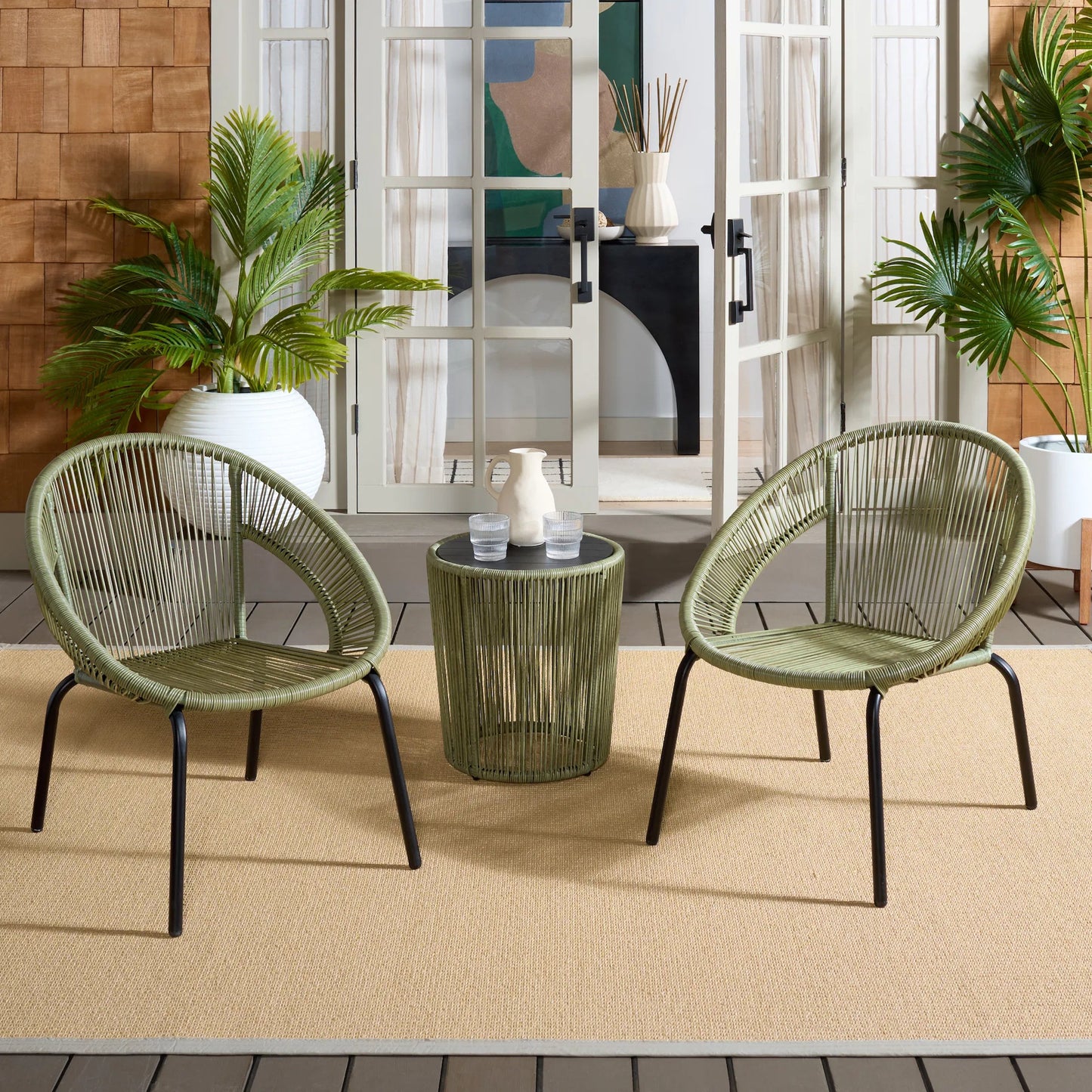 004 SI-2454091 | Lifestyle | Sitka Set by HedgeApple Essentials in green, black. Made from rattan, steel in a eclectic & global style.