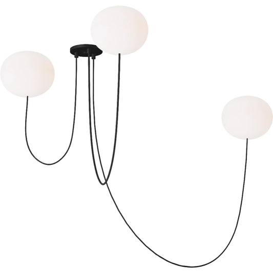 Helium Medium 3 Light Chandelier by Visual Comfort & Co. in matte black. Made from steel in a modern style.