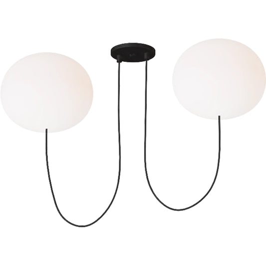 Helium Large 2 Light Chandelier by Visual Comfort & Co. in matte black. Made from steel in a modern style.