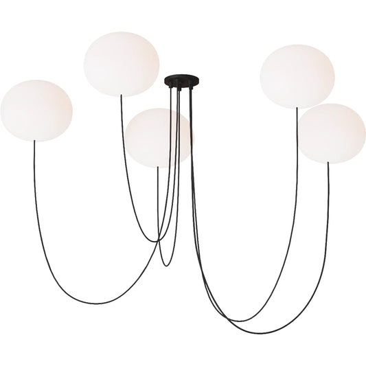 Helium Large 5 Light Chandelier by Visual Comfort & Co. in matte black. Made from steel in a modern style.