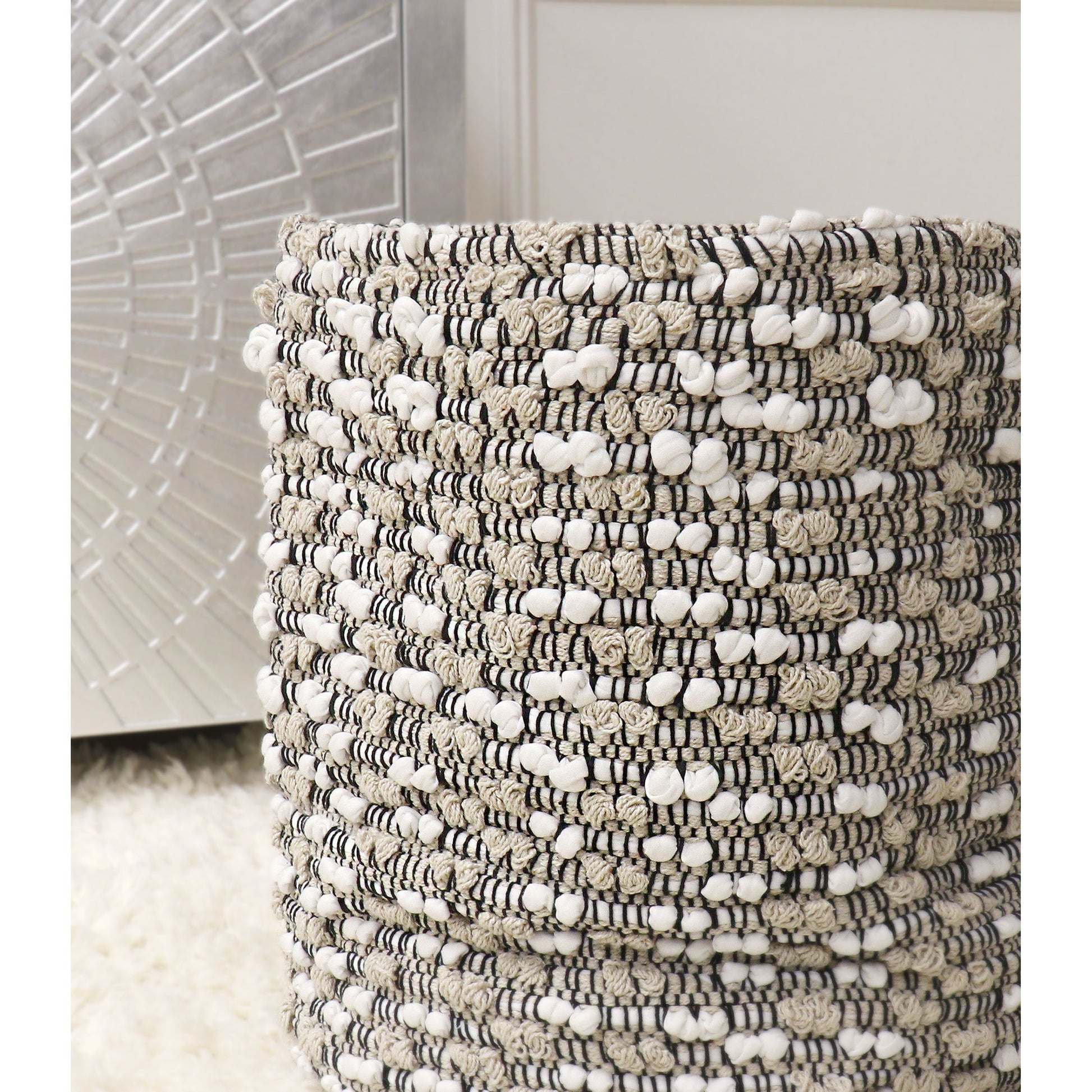 Grandcanyon Basket by Pasargad Home in white. Made from cotton in a eclectic & global style.