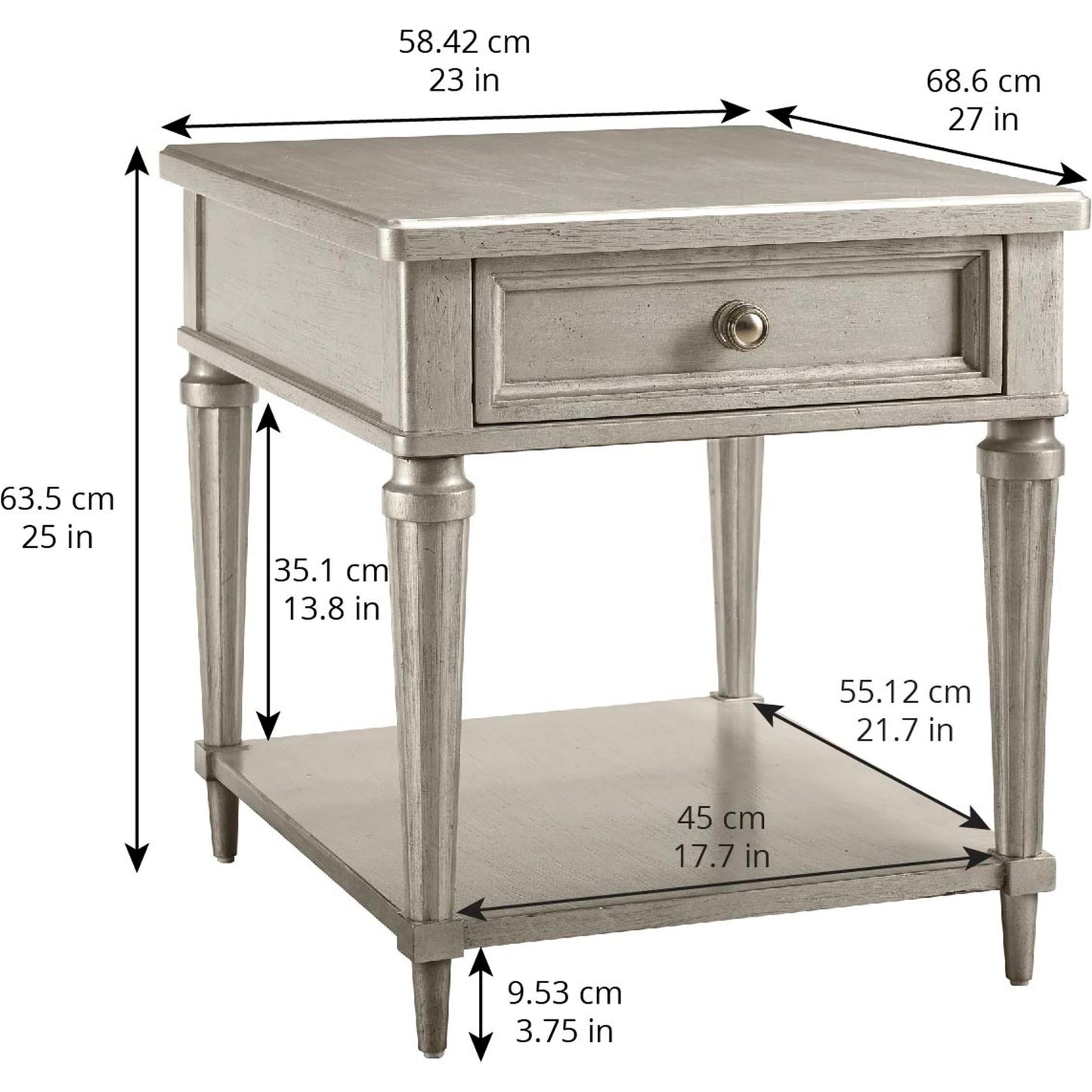 005 SI-1946531 | Additional Silo | Morrissey Kirke End Table by A.R.T. Furniture in silver and bezel. Made from parawood solids, primavera veneers, metal in a transitional style.