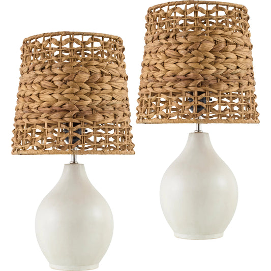 Pabu Accent Table Lamp (Set of 2) by Livabliss in painted. Made from ceramic, seagrass in a rustic style.