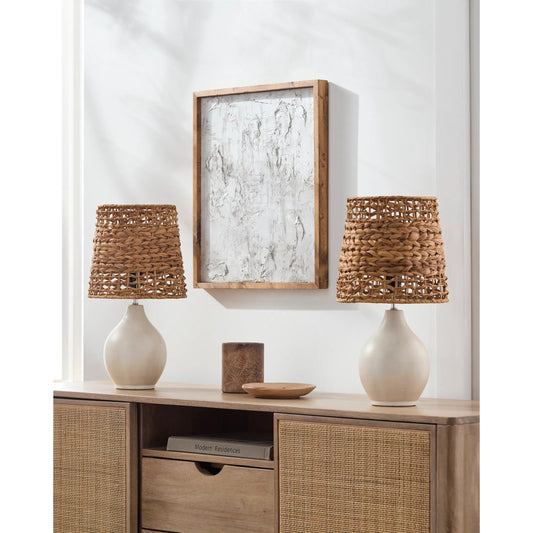 Pabu Accent Table Lamp (Set of 2) by Livabliss in painted. Made from ceramic, seagrass in a rustic style.
