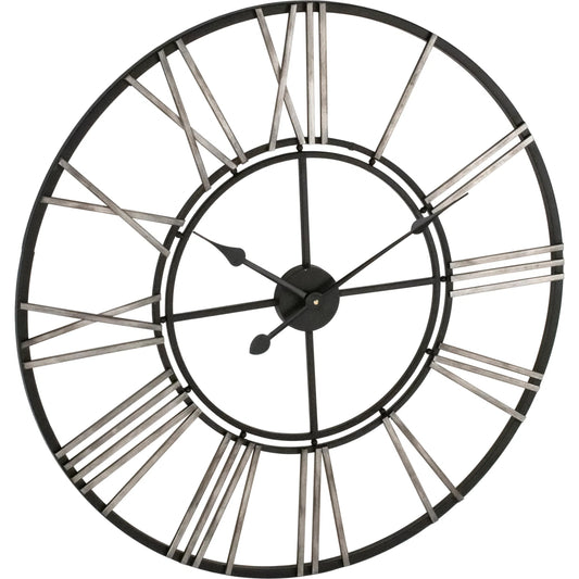 Distressed Black Wall Clock by Zentique in distressed black, gold. Made from iron in a cottage & farmhouse style.