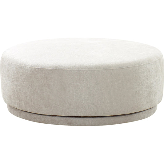 000 SI-2534677 | Primary Silo | Cielo Round Ottoman Wood - PDY-22092 by Pasargad Home in beige. Made from polyester fabric in a unique style.
