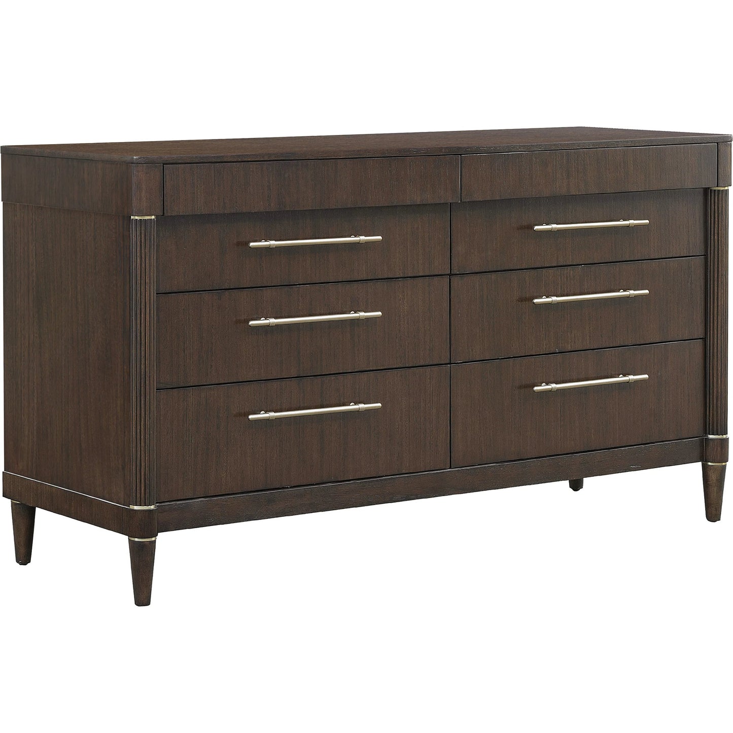 001 SI-2449344 | Primary Silo | Asher Park 8 Drawer Dresser by Pulaski Furniture in piano brown. Made from eucalyptus veneers in a unique style.