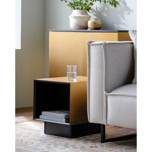 Peaceful Coffee Table by Surya in gold, dark brown and painted. Made from manufactured wood in a modern style.