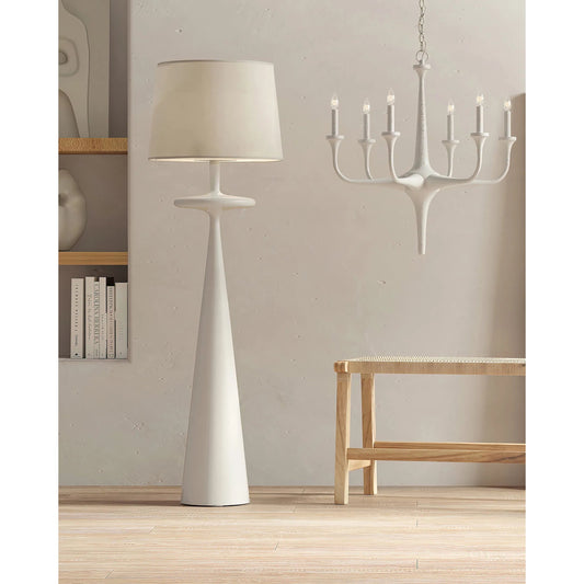 Giacomo Floor Lamp by Currey and Company in gesso white. Made from cast aluminum in a modern style.